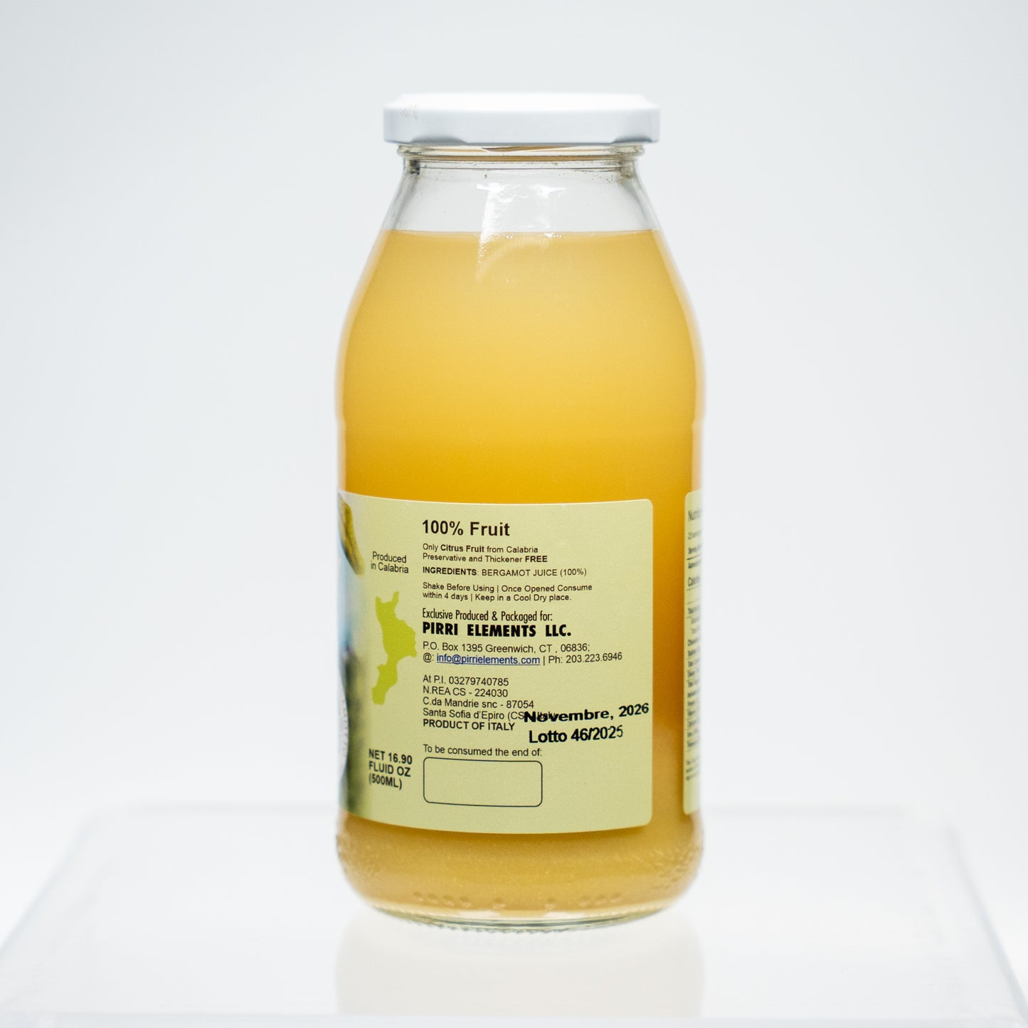100% Pure Bergamot Juice – Cold Pressed Citrus from Calabria, Italy 16.9