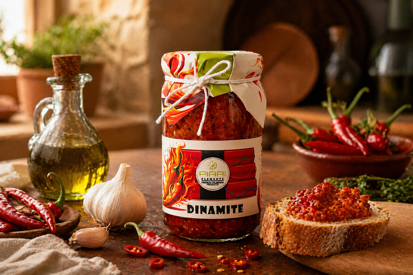 Pirri Elements Dinamite – Calabrian Chili Spread, Spicy Italian Bomba Sauce, Hot Pepper Spread in Olive Oil (670g)