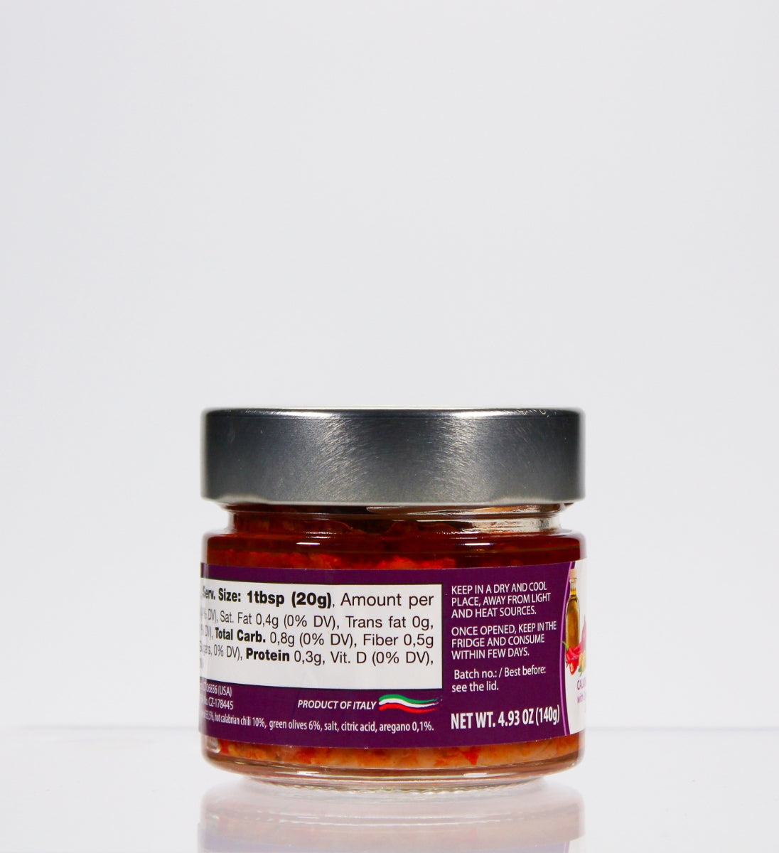Pirri Elements Calabrian Bruschetta 140g – nutrition label