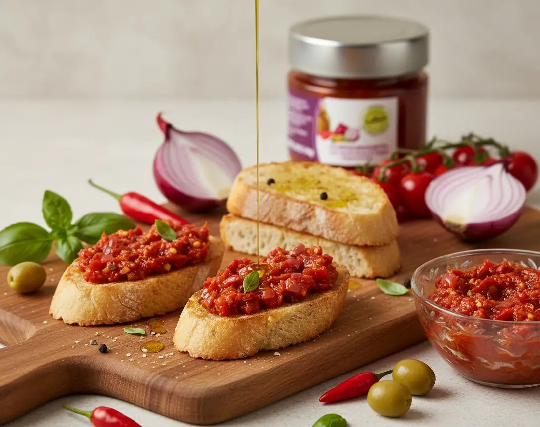 Calabrian Bruschetta with Cipolla Rossa di Tropea IGP 