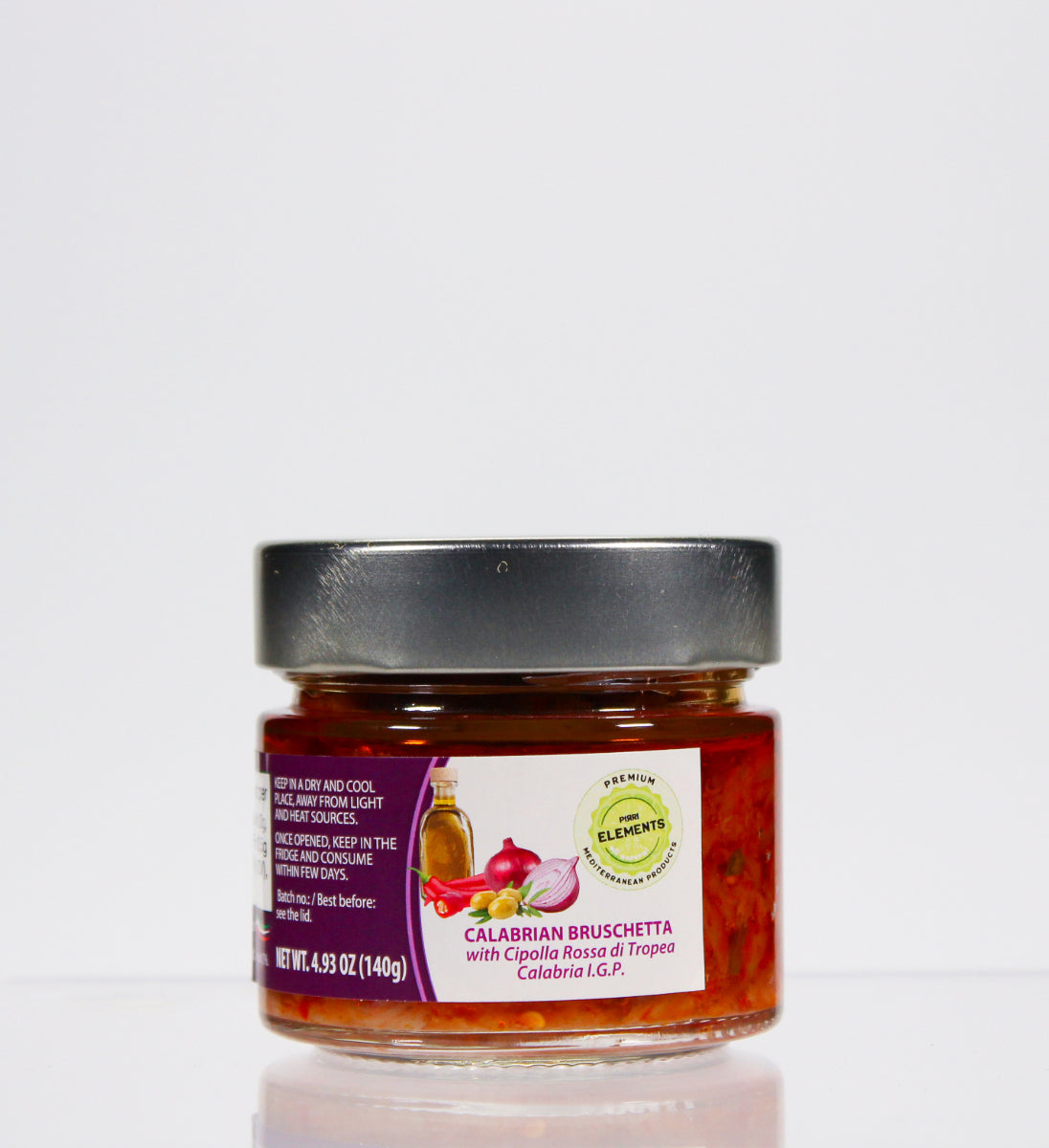 Calabrian Bruschetta with Cipolla Rossa di Tropea IGP 140g jar – back label
