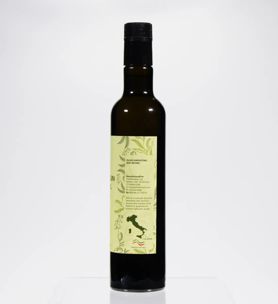 Italian EVOO 500 ml – nutrition and info label
